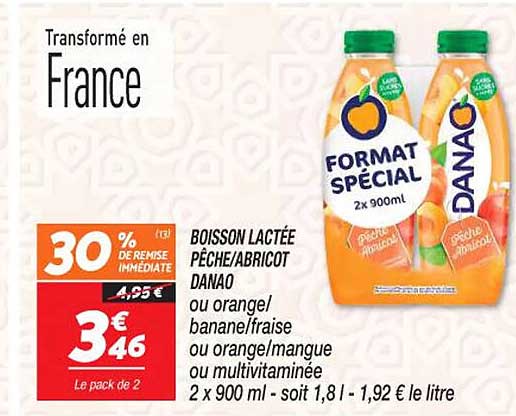 boisson lactée pêche\abricot danao