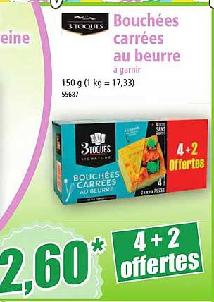 bouchées carrées au beurre à garnir 3 toques