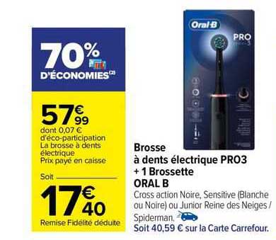 brosse à dents électrique pro3 +1 brossette oral b