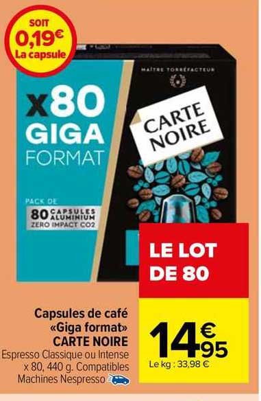 capsules de café "giga format" carte noire