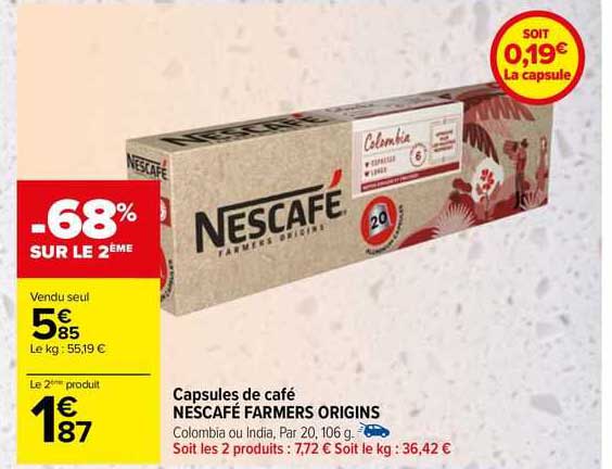 capsules de café nescafé farmers origins