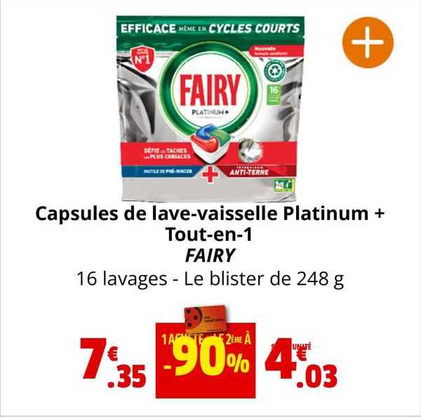 capsules de lave-vaisselle platinum + tout-en-1 fairy