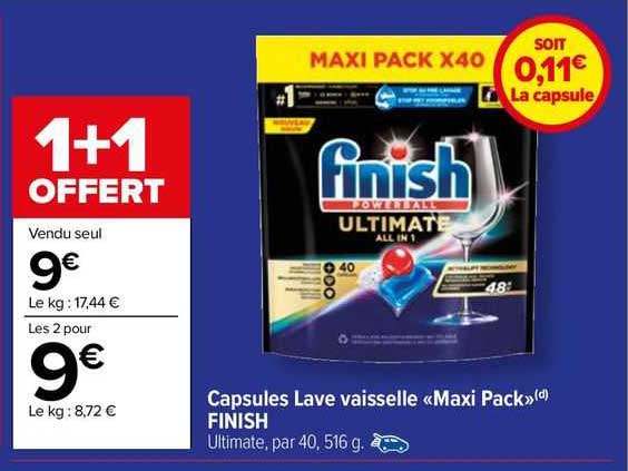 capsules lave vaisselle "maxi pack" finish