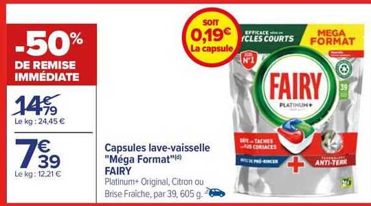 capsules lave-vaisselle "méga format" fairy