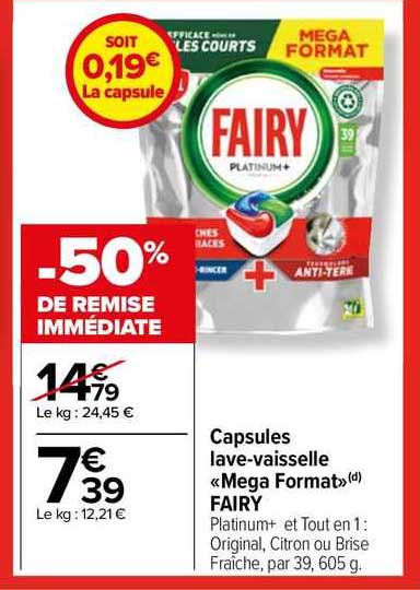 capsules lave-vaisselle «mega format fairy»