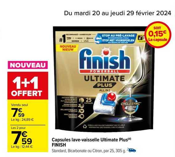 capsules lave-vaisselle ultimate plus finish