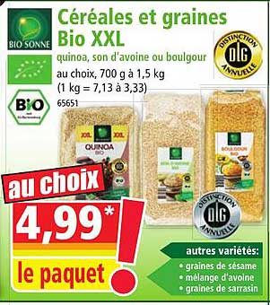 céréales et graines bio xxl bio sonne