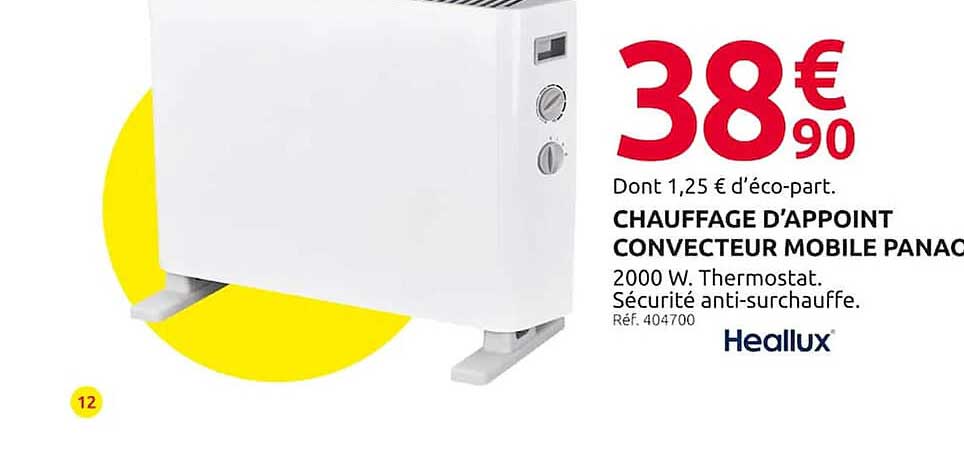 Chauffage D'appoint Convecteur Mobile Panac Heallux