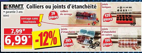 colliers ou joints d'étanchéité