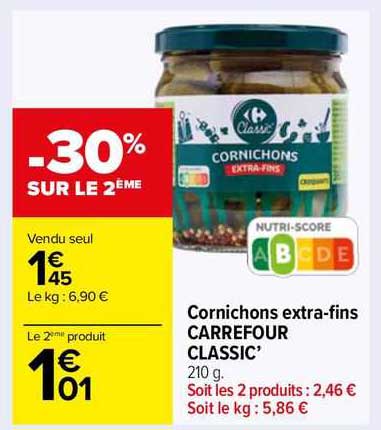 cornichons extra-fins carrefour classic