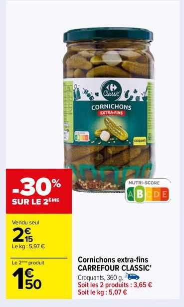 cornichons extra-fins carrefour classic