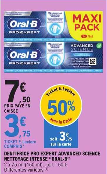 dentifrice pro expert advanced science nettoyage intense "oral-b"