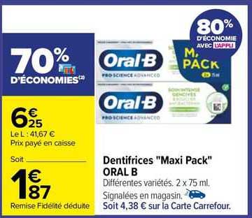 dentifrices "maxi pack" oral b
