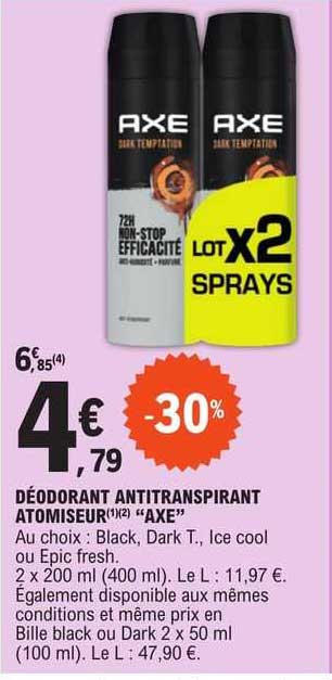 déodorant antitranspirant atomiseur "axe"
