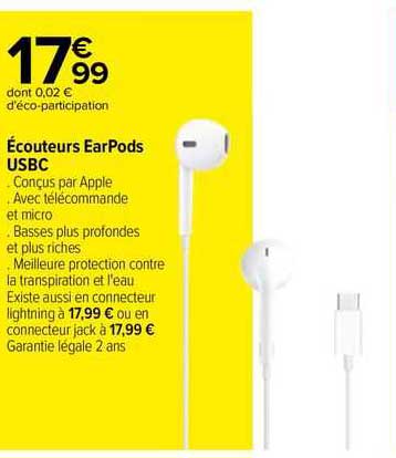 écouteurs earpods usbc
