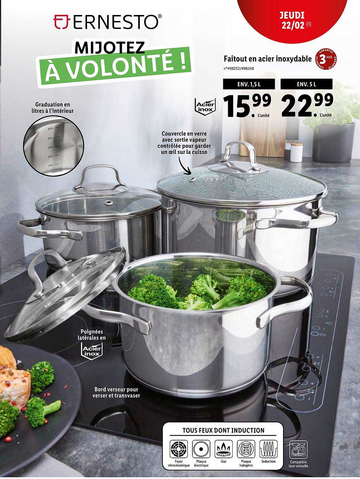 ernesto faitout en acier inoxydable