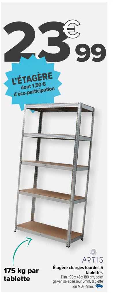 étagère charges lourdes 5 tablettes