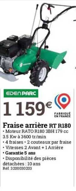 fraise arrière rt r180 eden parc