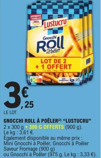 gnocchi roll à poêler "lustucru"