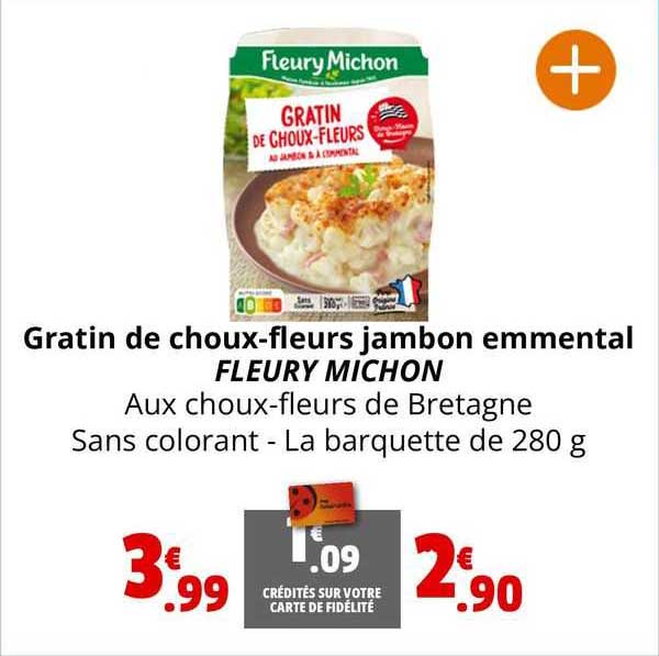 gratin de choux-fleurs jambon emmental fleury michou