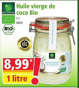 huile vierge de coco bio bio sonne