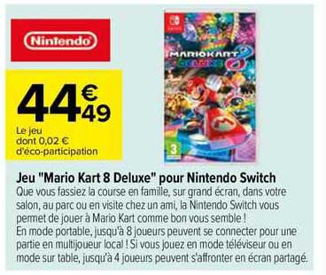 jeu " mario kart deluxe" pour nintendo switch