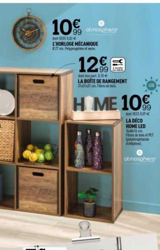 l'horloge mécanique, la boîte de rangement, la déco home led