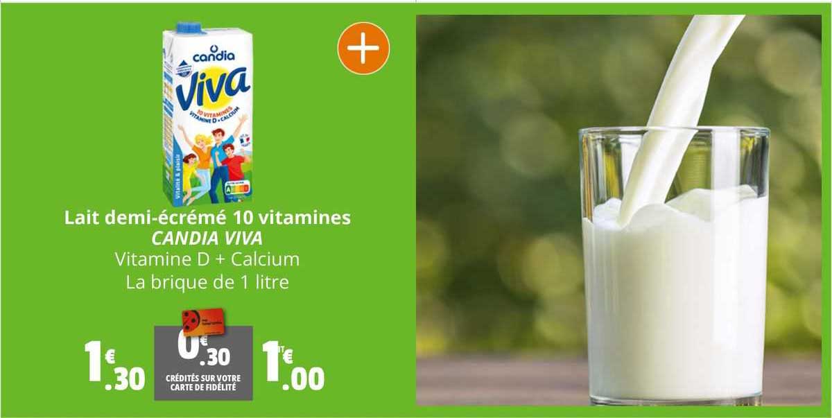 lait demi-écrémé 10 vitamines candia viva