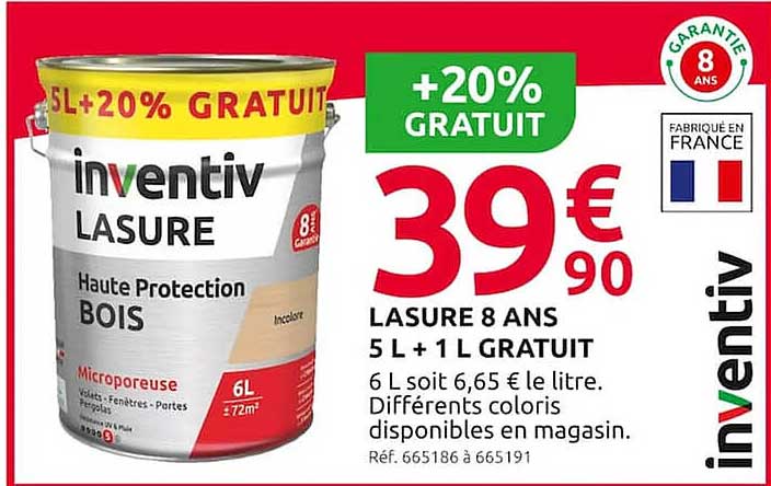 lasure 8 ans 5 l + 1 l gratuit inventiv