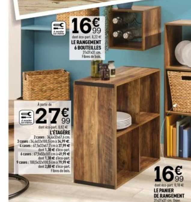 le rangement 6 bouteilles, l'étagère, le panier de rangement