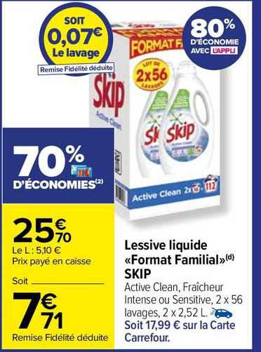lessive liquide "format familial" skip