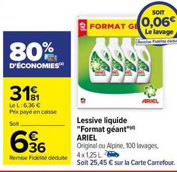 lessive liquide "format géant" ariel