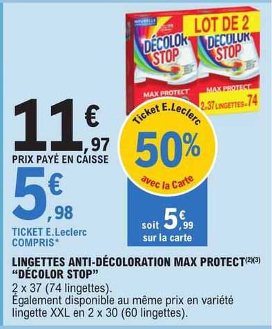 lingettes anti-décoloration max protect "décolor stop"