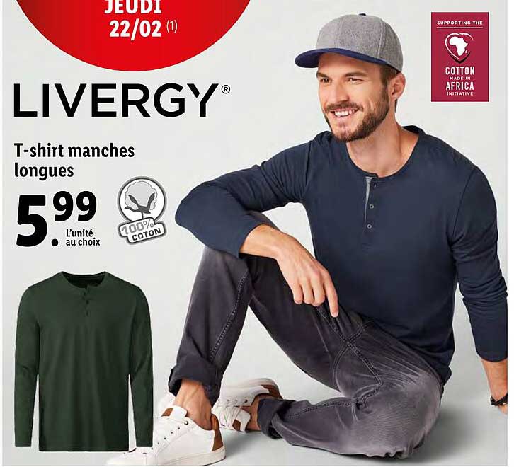 livergy t-shirt manches longues