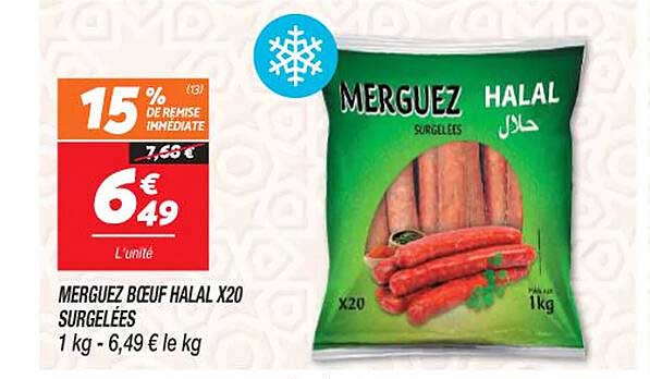 merguez boeuf halal x20 surgelées