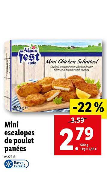 mini escalopes de poulet panées alpen fest style