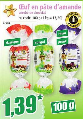 œuf en pâte d'amande enrobé de chocolat goldera
