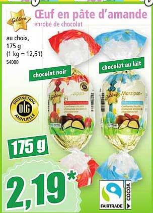 œuf En Pâte D'amande Enrobé De Chocolat Goldera
