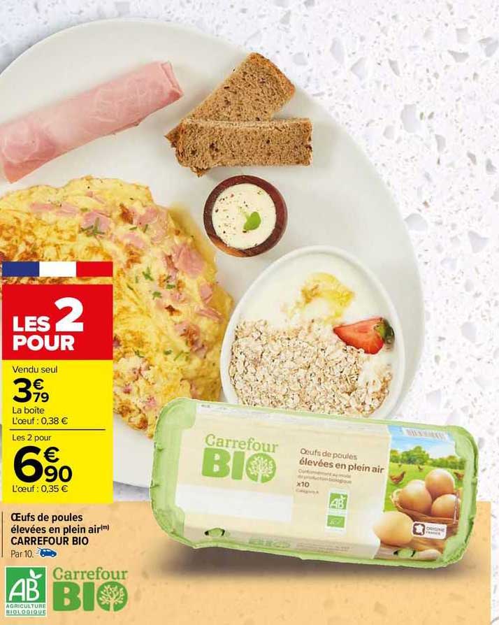 œufs de poules élevées en plein air carrefour bio