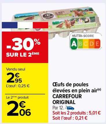 œufs de poules élevées en plein air carrefour original