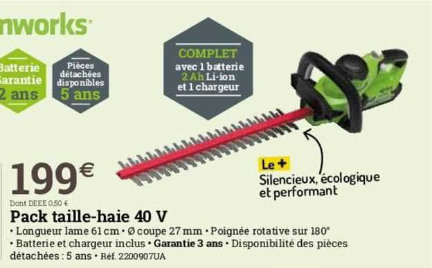 Pack Taille-haie 40 V Greenworks