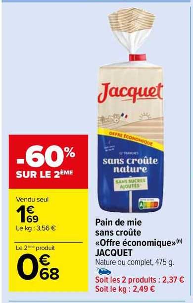 Pain De Mie Sans Croûte "offre économique" Jacquet