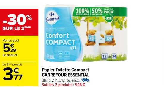Papier Toilette Compact Carrefour Essential