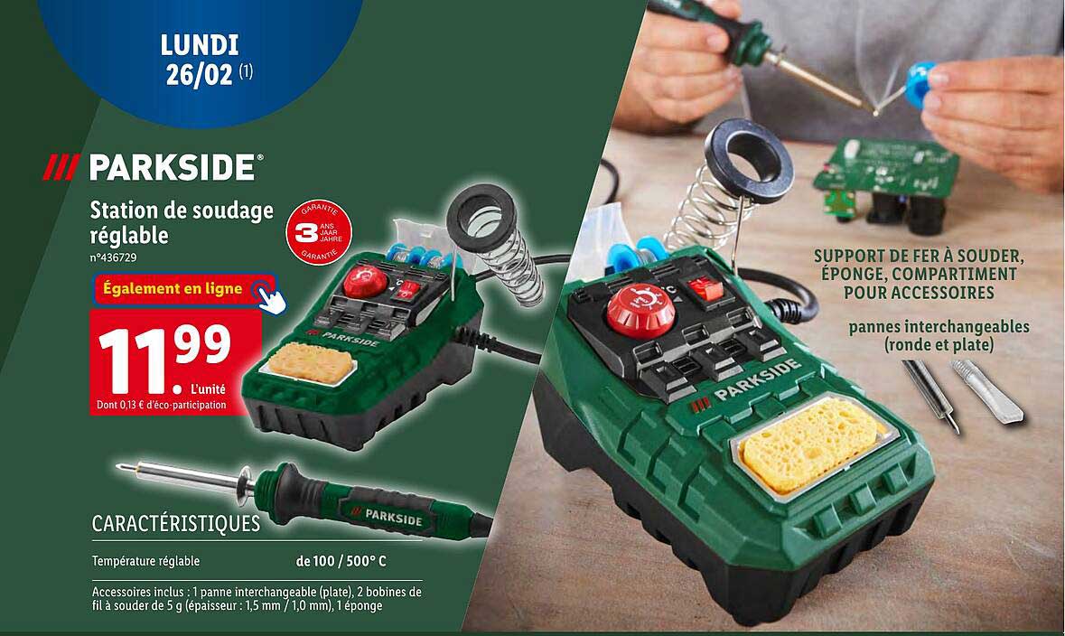 parkside station de soudage réglable