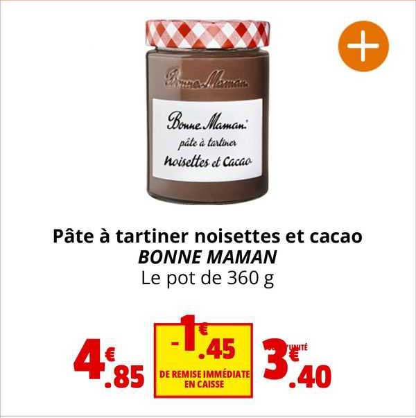 pâte à tartiner noisetttes et cacao bonne maman le pot