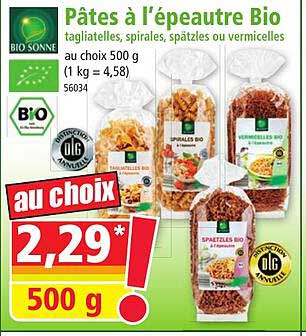 pâtes à l'épeautre bio bio sonne