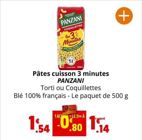 pâtes cuisson 3 minutes panzani