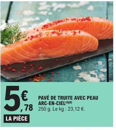 pavé de truite avec peau arc-en-ciel