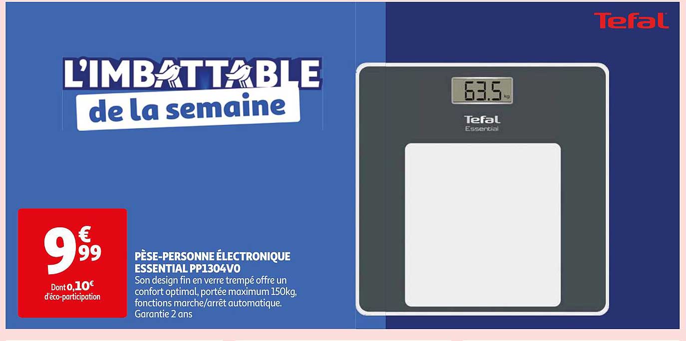 pèse-personne électronique essential pp1304v0 tefal