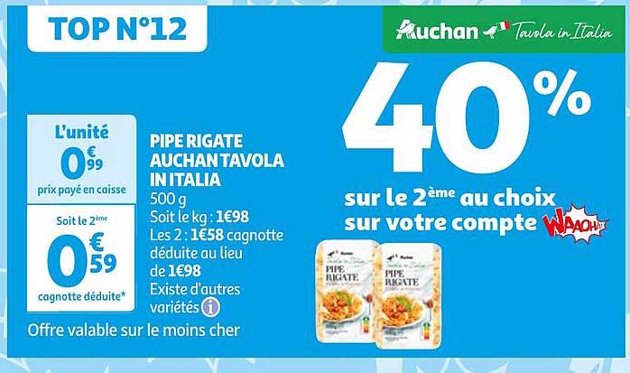 pipe rigate auchan tavola in italia